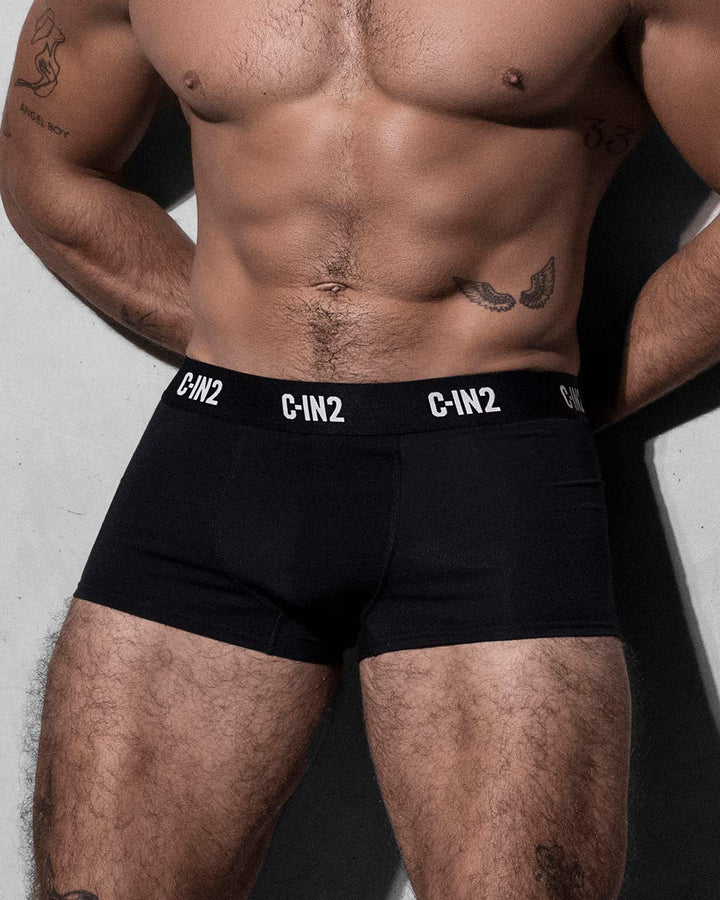 C-IN2 Premium Stretch 3-Pack Trunk in black – men's mid-rise cotton-modal trunk 3-pack