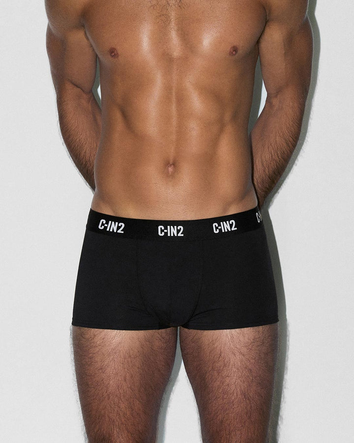 C-IN2 Premium Stretch 3-Pack Trunk in black – men's mid-rise cotton-modal trunk 3-pack