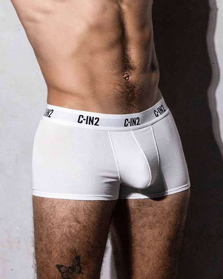 C-IN2 Premium Stretch 3-Pack Trunk in white – men's mid-rise cotton-modal trunk 3-pack