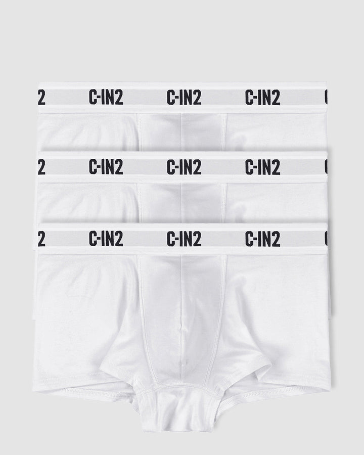 C-IN2 Premium Stretch 3-Pack Trunk in white – men's mid-rise cotton-modal trunk 3-pack