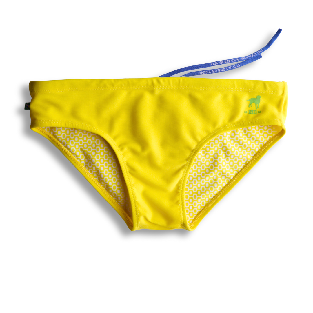 CA-RIO-CA Men's Lemonade Yellow solid Swimming Sunga Beachwear for Men Swimwear in 