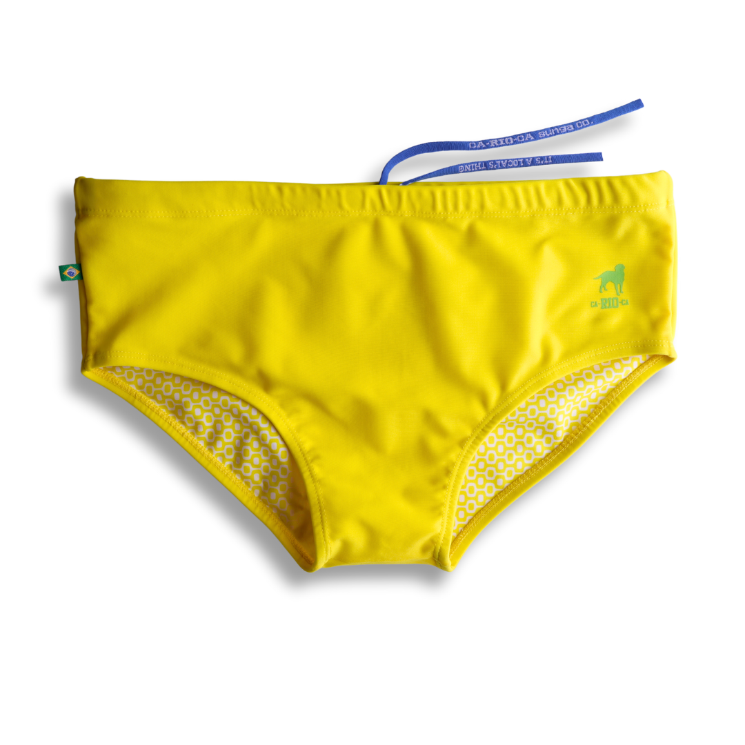 CA-RIO-CA Men's Lemonade Yellow solid Swimming Sunga Beachwear for Men Swimwear in 