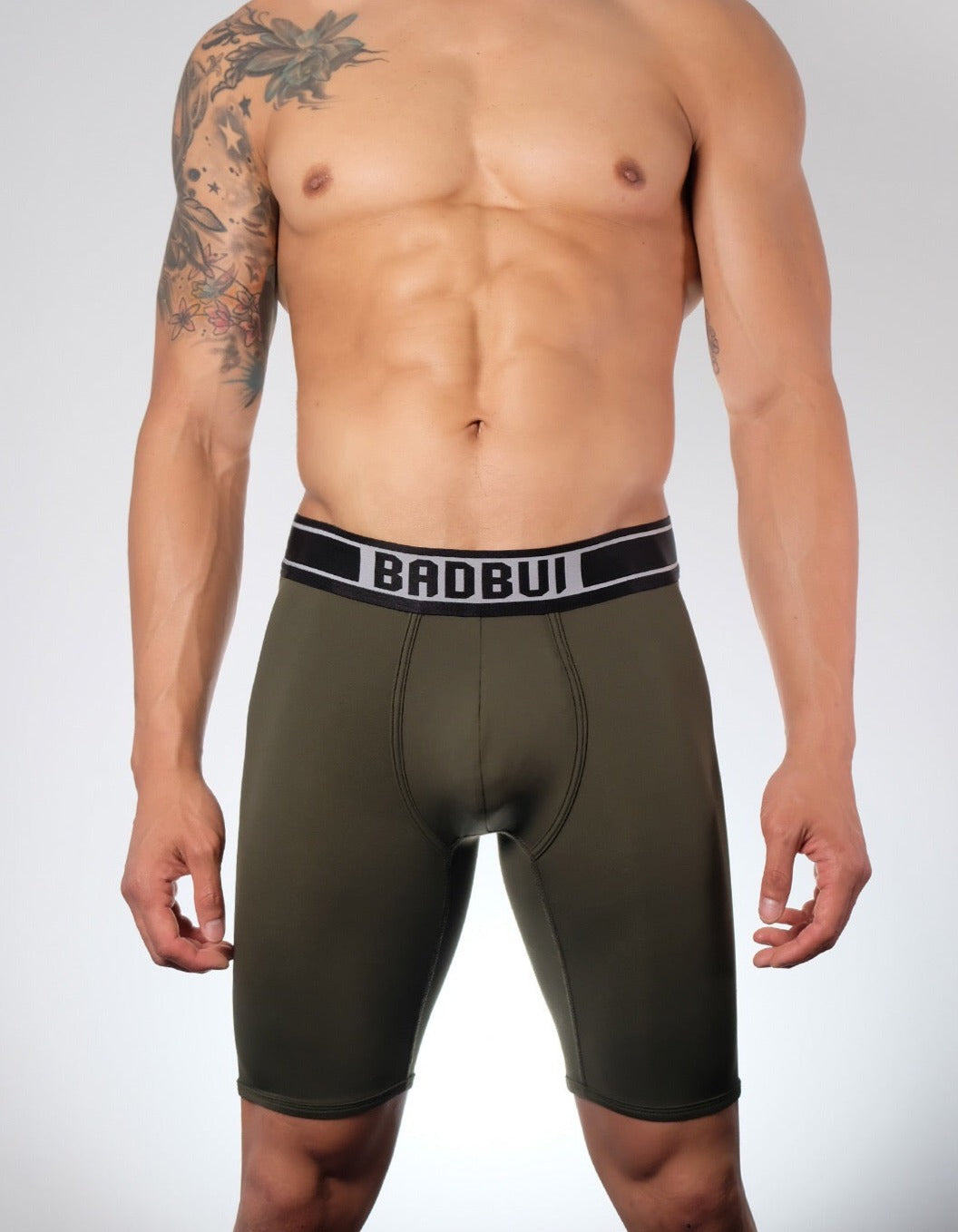 BADBUI Micro Fiber Boxer Brief in army grey – men's nylon micro fiber boxer brief