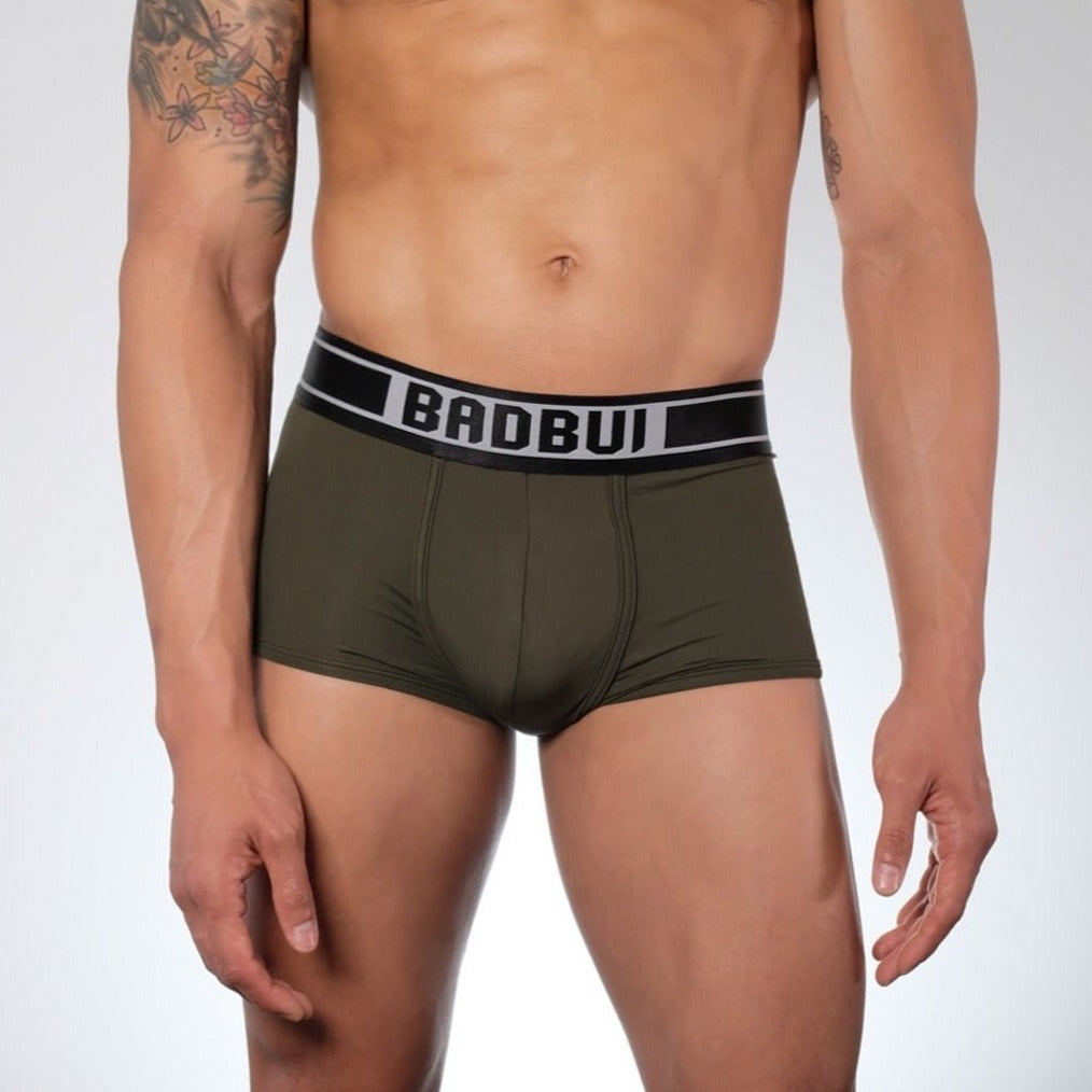 BADBUI Low Rise Trunk in army grey – men's micro fiber low-rise trunk underwear