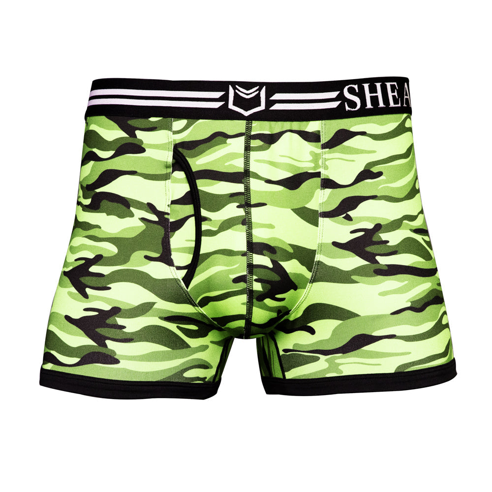 SHEATH 2.1 Polyester Camo Men's Dual Pouch Trunk 3 inch – men's camo dual pouch trunk underwear