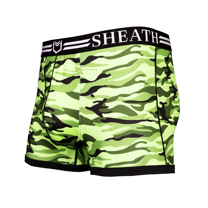 SHEATH 2.1 Polyester Camo Men's Dual Pouch Trunk 3 inch – men's camo dual pouch trunk underwear