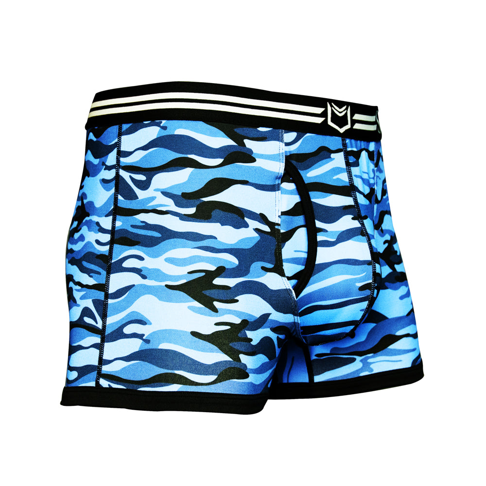 SHEATH 2.1 Polyester Camo Men's Dual Pouch Trunk 3 inch – men's camo dual pouch trunk underwear