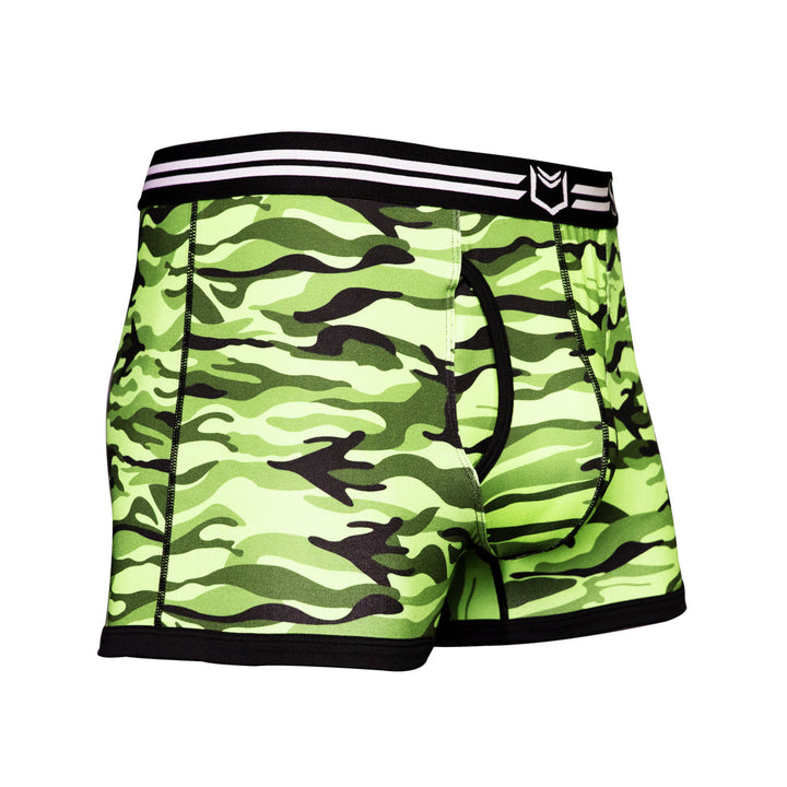SHEATH 2.1 Polyester Camo Men's Dual Pouch Trunk 3 inch – men's camo dual pouch trunk underwear