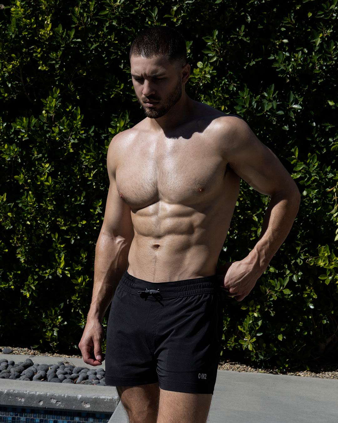 C-IN2 Swim Shorts in solid black – men's 3 inch mid-rise swim shorts quick dry