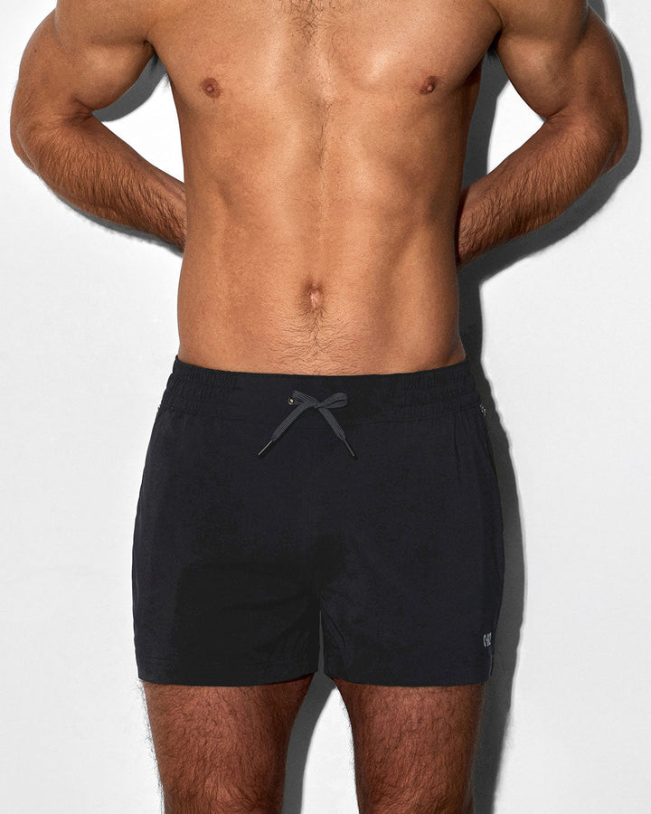 C-IN2 Swim Shorts in solid black – men's 3 inch mid-rise swim shorts quick dry
