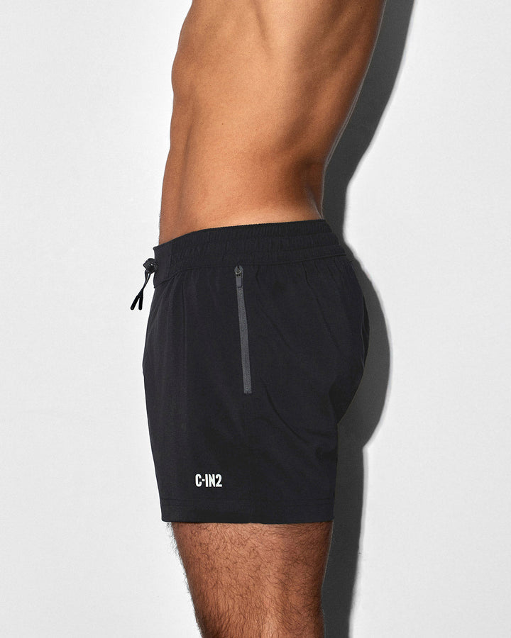 C-IN2 Swim Shorts in solid black – men's 3 inch mid-rise swim shorts quick dry