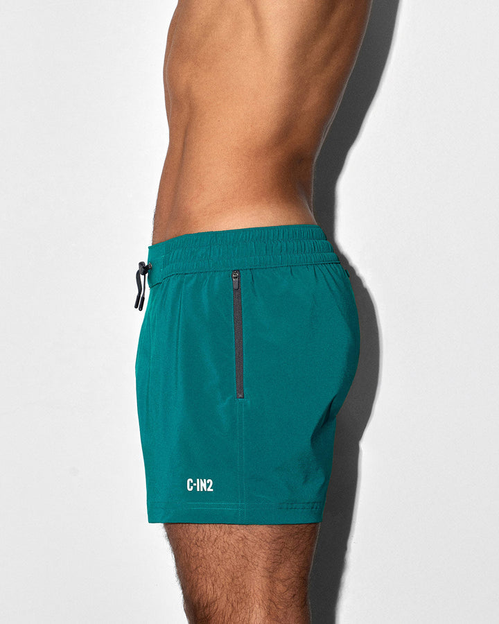 C-IN2 Swim Shorts in solid teal – men's 3 inch mid-rise swim shorts quick dry