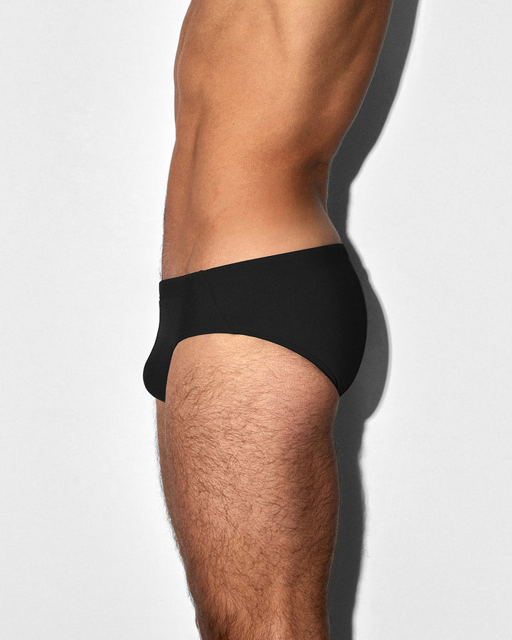 C-IN2 Swim Brief in solid black – men's low-rise lined swim brief quick dry