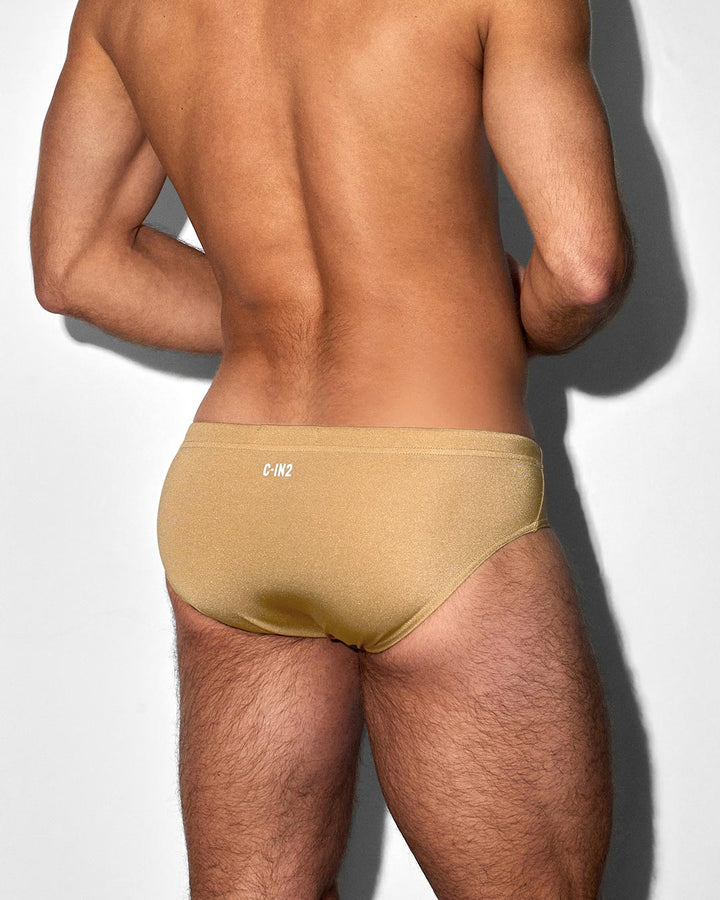 C-IN2 Swim Brief in solid champagne nude – men's low-rise lined swim brief quick dry