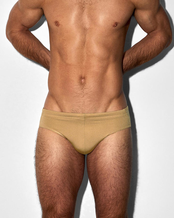 C-IN2 Swim Brief in solid champagne nude – men's low-rise lined swim brief quick dry