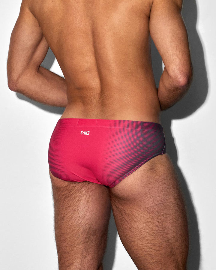 C-IN2 Swim Brief in neon red super bright halftone – men's neon graphic swim brief