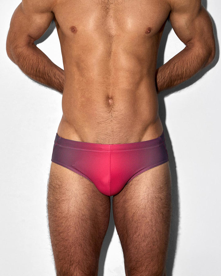 C-IN2 Swim Brief in neon red super bright halftone – men's neon graphic swim brief