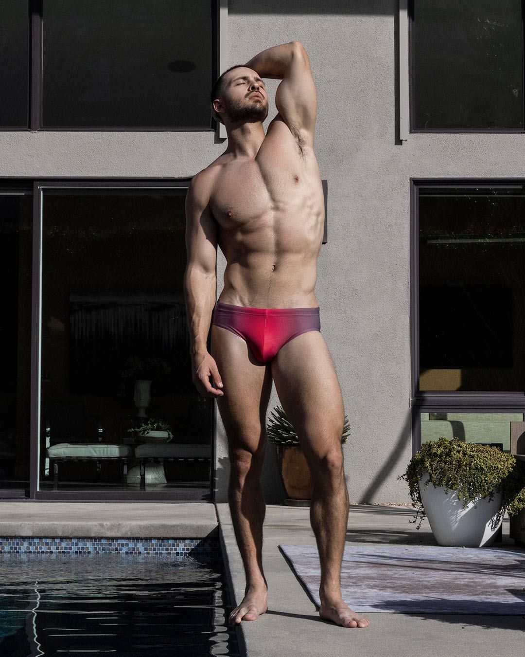 C-IN2 Swim Brief in neon red super bright halftone – men's neon graphic swim brief