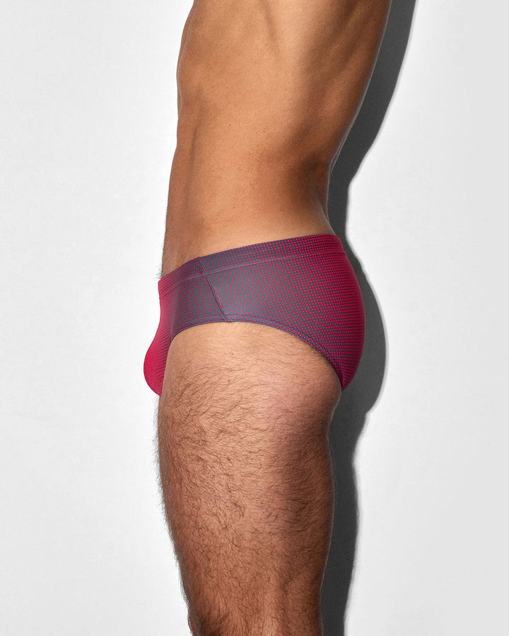 C-IN2 Swim Brief in neon red super bright halftone – men's neon graphic swim brief