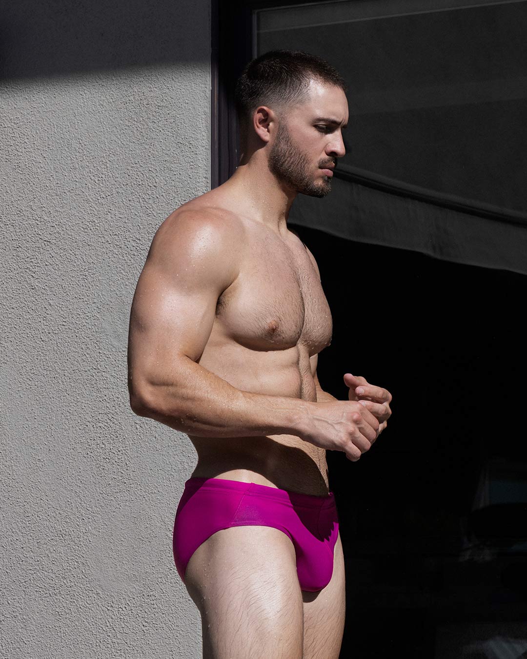 C-IN2 Swim Brief in solid raspberry pink – men's low-rise lined swim brief