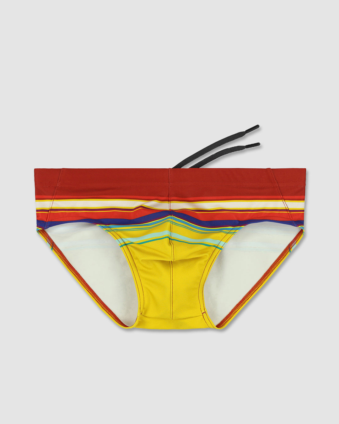 C-IN2 Swim Brief in red yellow horizontal stripes – men's low-rise striped swim brief