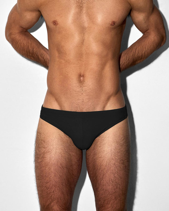 C-IN2 Swim Tanga in solid black – men's low-rise swim tanga between brief and thong