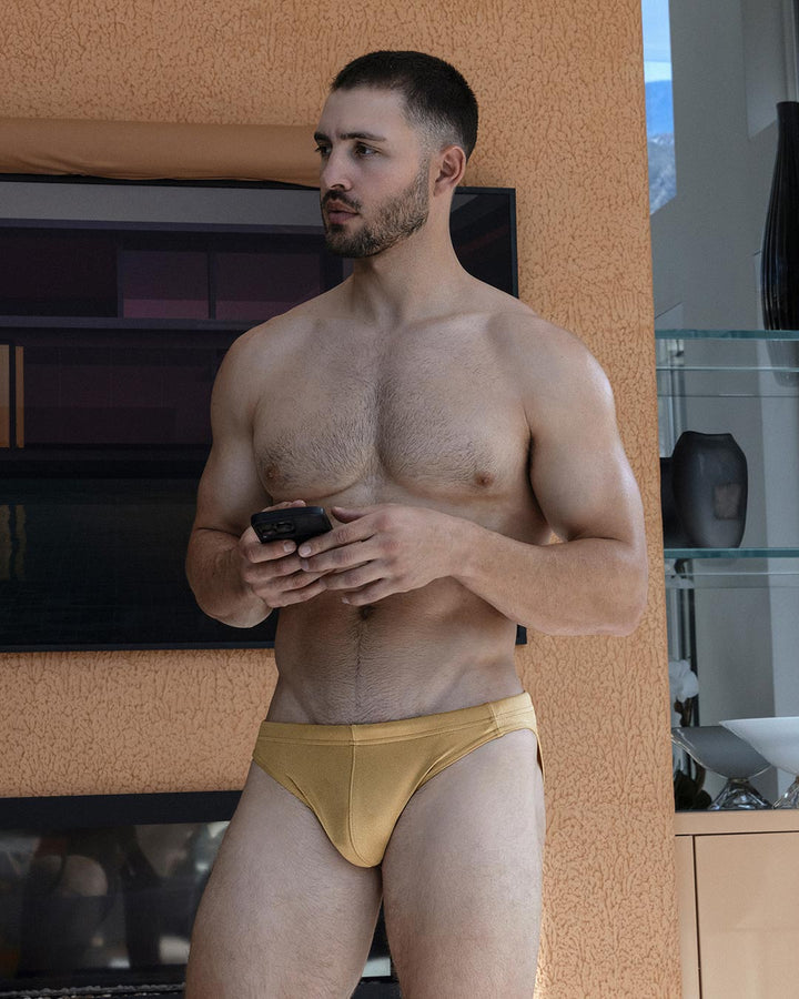 C-IN2 Swim Tanga in solid champagne nude – men's low-rise swim tanga between brief and thong