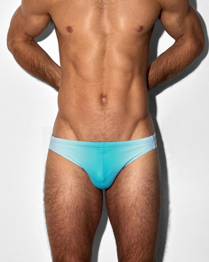 C-IN2 Swim Tanga in neon blue super bright halftone – men's neon graphic low-rise swim tanga