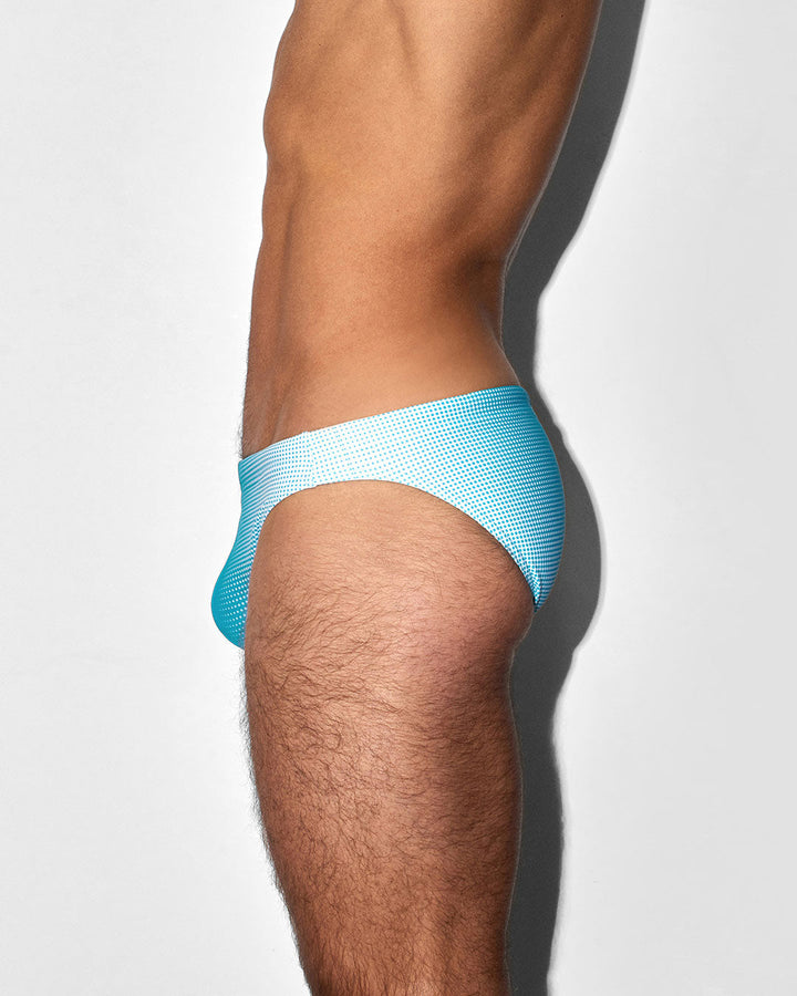 C-IN2 Swim Tanga in neon blue super bright halftone – men's neon graphic low-rise swim tanga