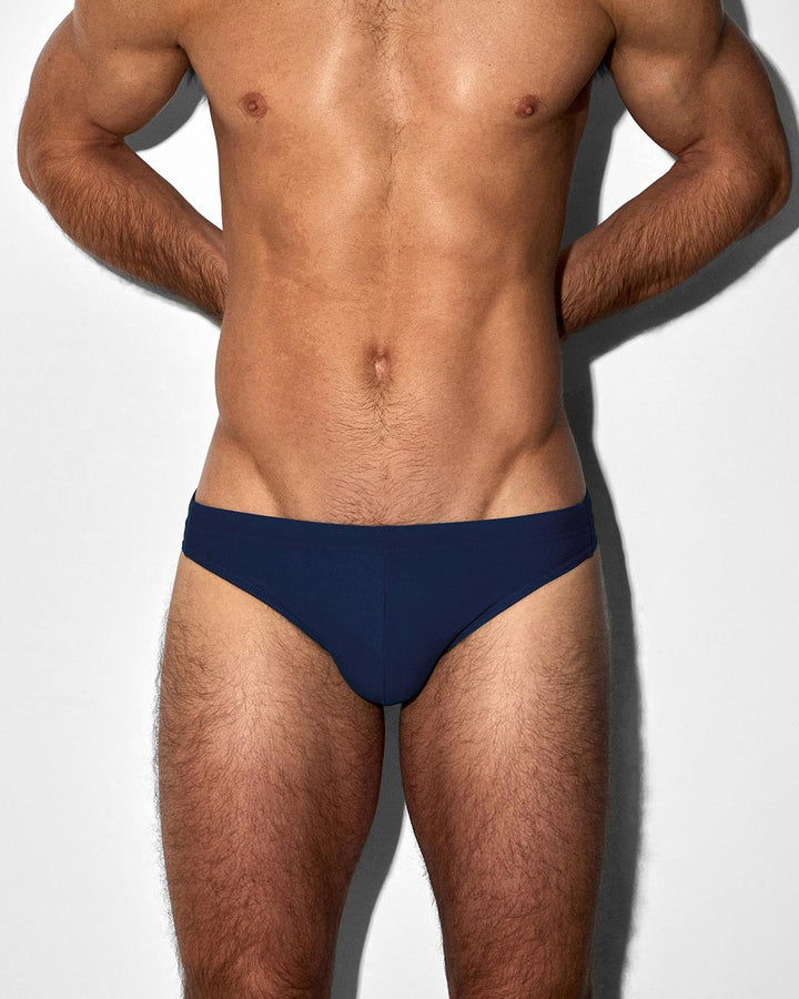 C-IN2 Swim Tanga in solid navy – men's low-rise swim tanga lined contour pouch