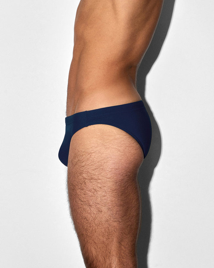 C-IN2 Swim Tanga in solid navy – men's low-rise swim tanga lined contour pouch