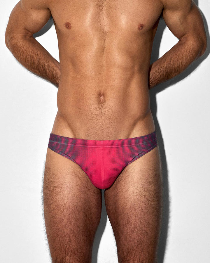 C-IN2 Swim Tanga in neon red super bright halftone – men's neon graphic low-rise swim tanga