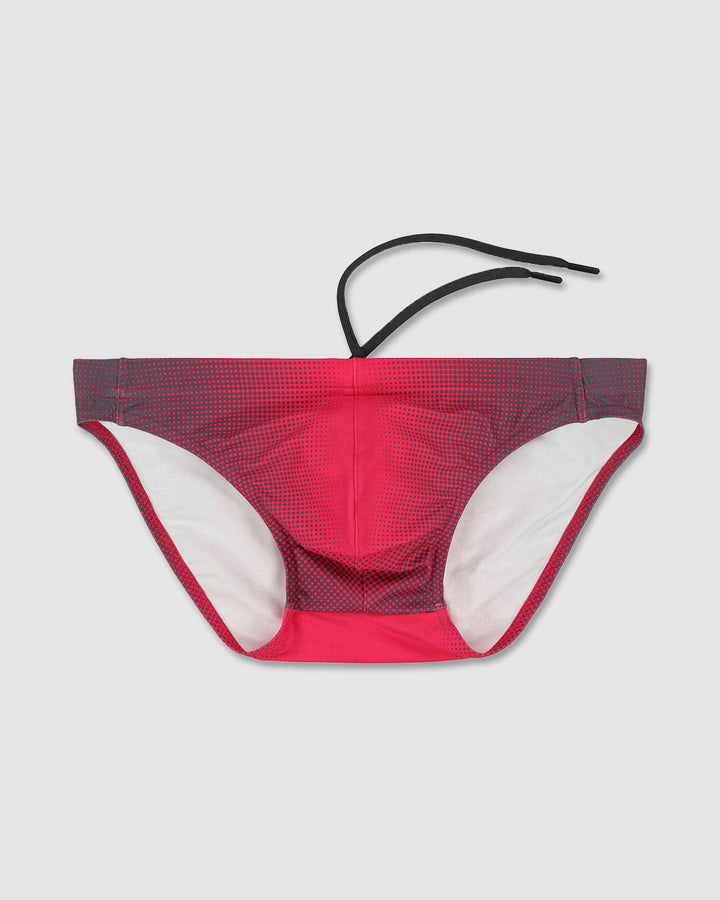 C-IN2 Swim Tanga in neon red super bright halftone – men's neon graphic low-rise swim tanga