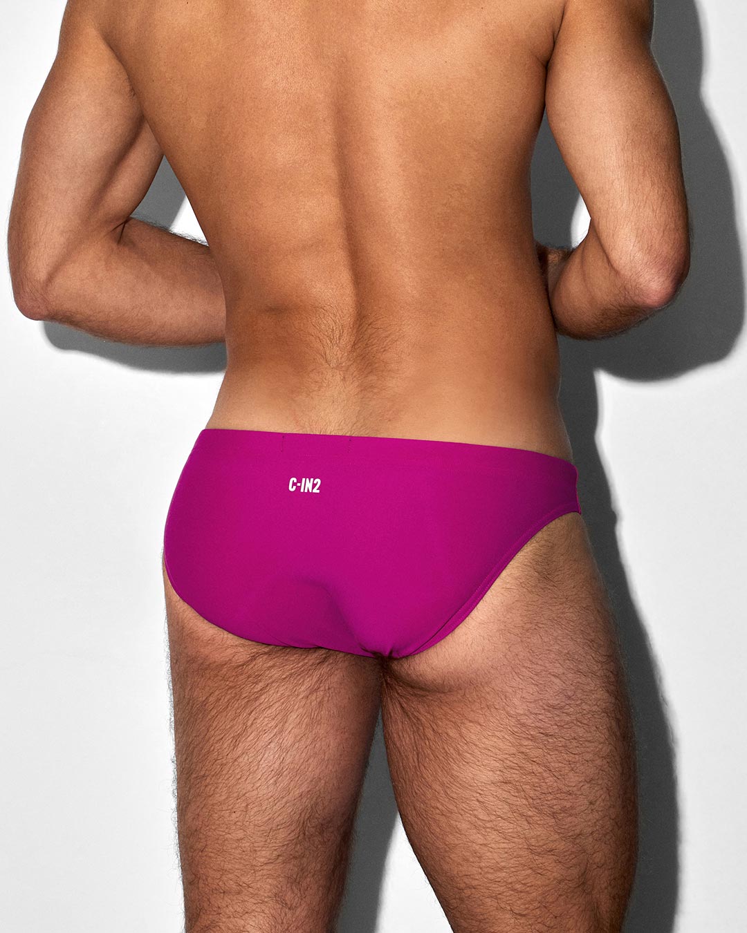 C-IN2 Swim Tanga in solid raspberry pink – men's low-rise swim tanga lined contour pouch