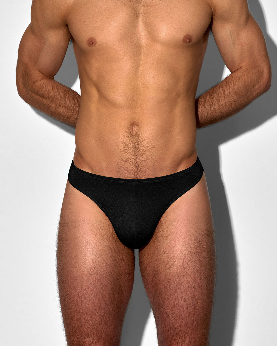 C-IN2 Swim Thong in solid black – men's low-rise barely-there swim thong quick dry