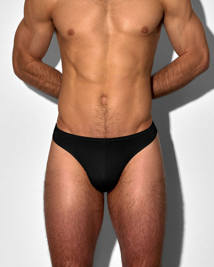 C-IN2 Swim Thong in solid black – men's low-rise barely-there swim thong quick dry