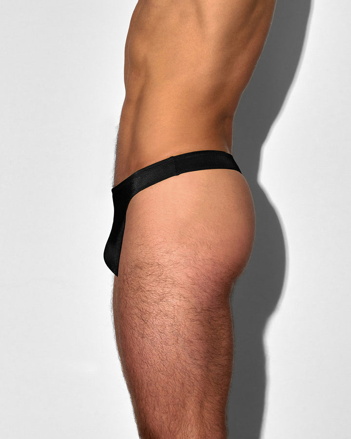 C-IN2 Swim Thong in solid black – men's low-rise barely-there swim thong quick dry