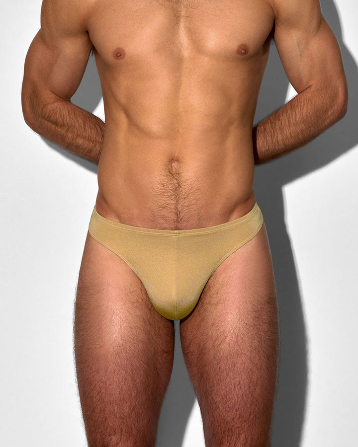 C-IN2 Swim Thong in solid champagne nude – men's low-rise barely-there swim thong quick dry