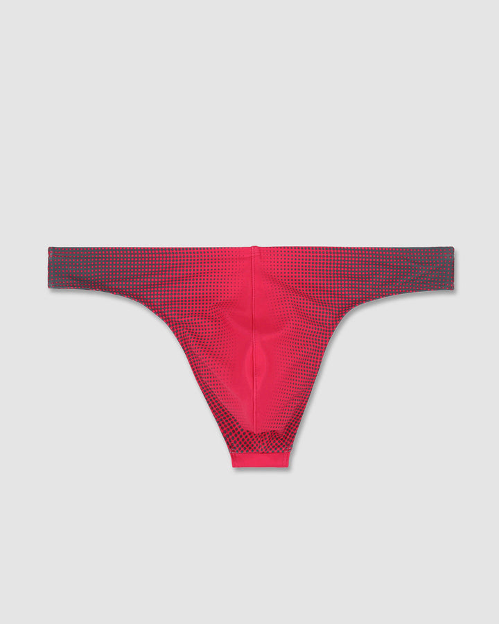 C-IN2 Swim Thong in neon red super bright halftone – men's neon graphic low-rise swim thong
