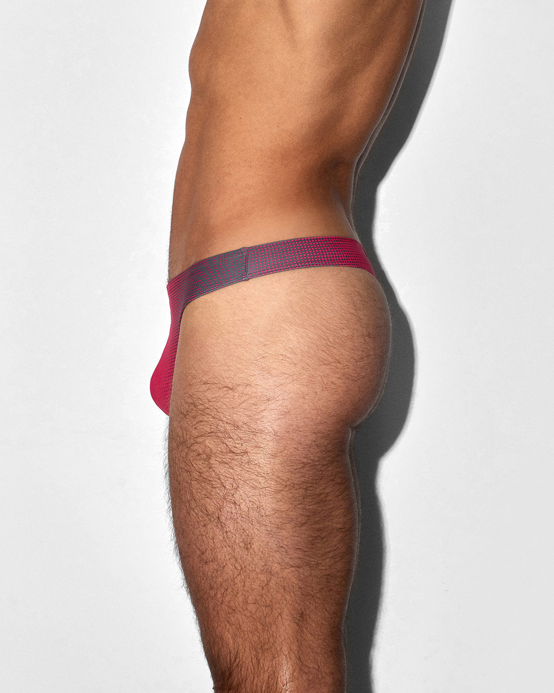 C-IN2 Swim Thong in neon red super bright halftone – men's neon graphic low-rise swim thong