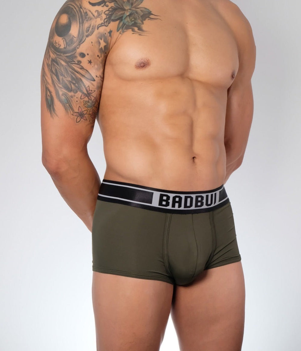 BADBUI Low Rise Trunk in army grey – men's micro fiber low-rise trunk underwear