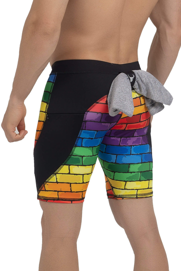 Matador Meggings Pride Rainbow men's compression shorts – vibrant rainbow squat-proof hybrid shorts