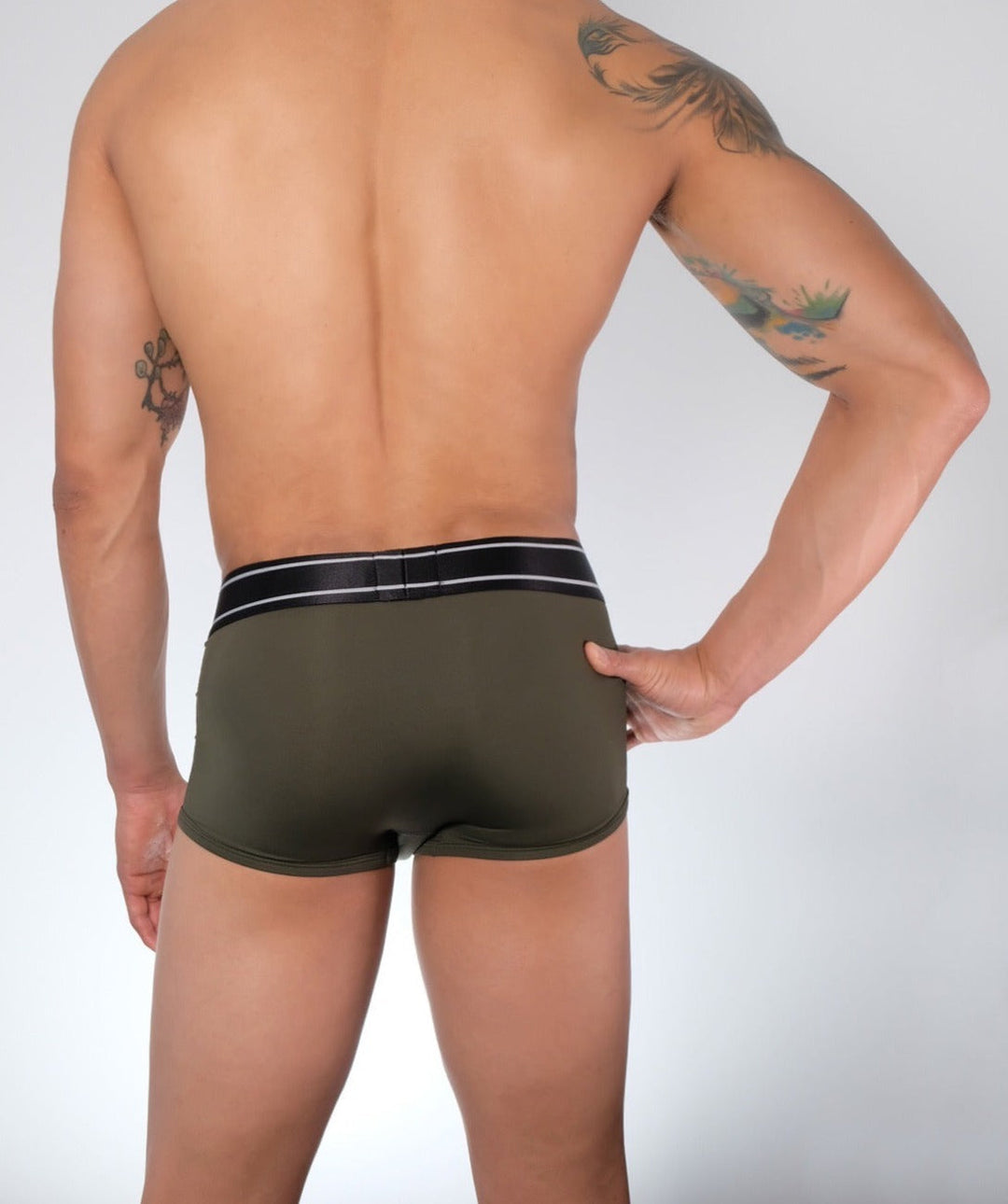 BADBUI Low Rise Trunk in army grey – men's micro fiber low-rise trunk underwear