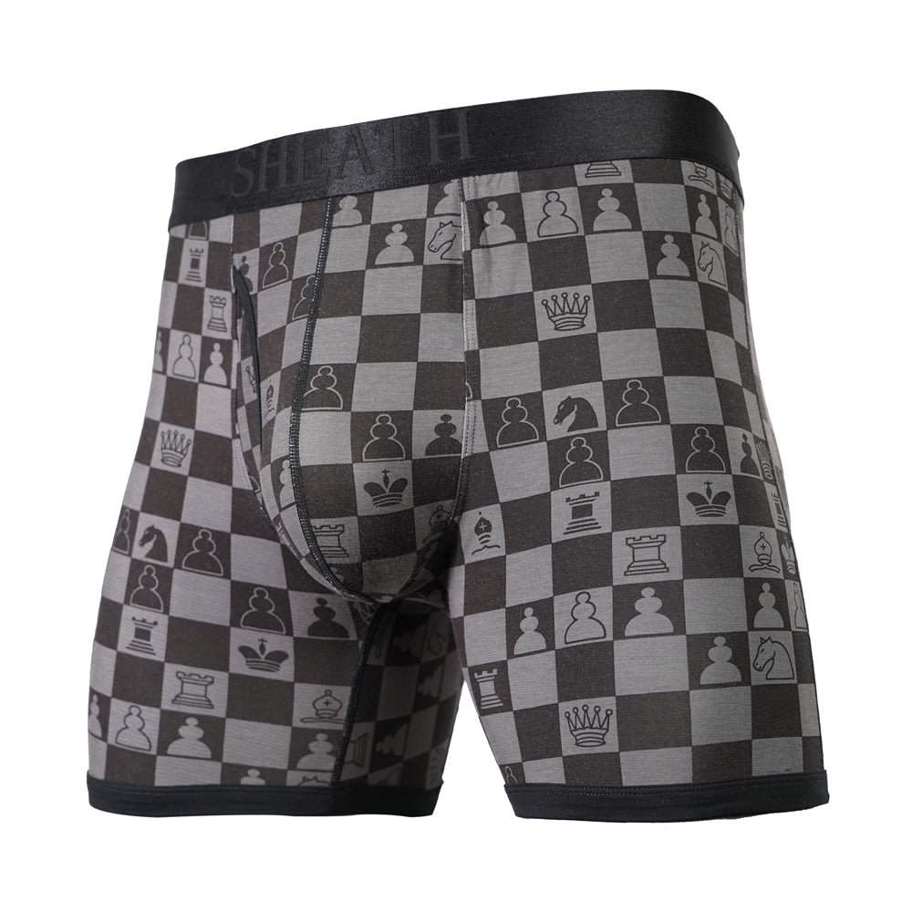 SHEATH 4.0 Bamboo Chess Grandmaster | Men's Dual Pouch Boxer Brief 5"