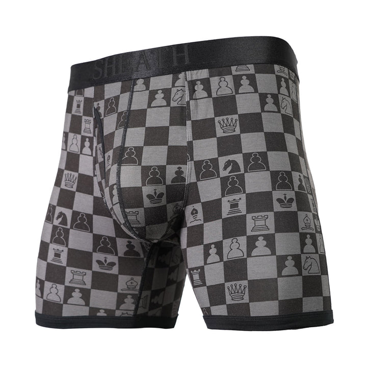 SHEATH 4.0 Bamboo Chess Grandmaster | Men's Dual Pouch Boxer Brief 5"