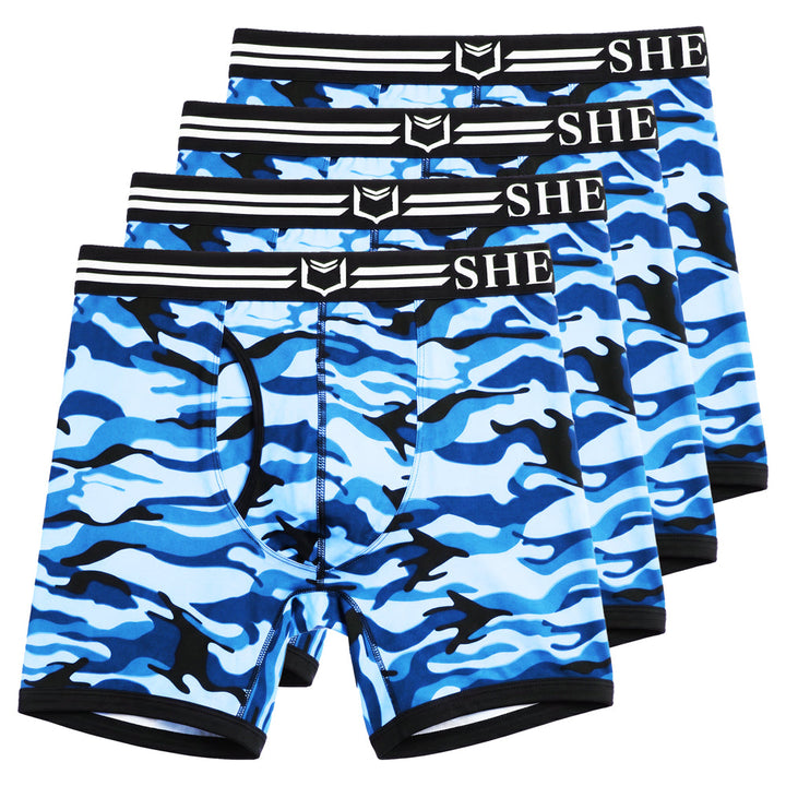 SHEATH 4.0 Polyester Camo Men's Dual Pouch Boxer Brief 5 inch 4-Pack – men's camo dual pouch boxer brief