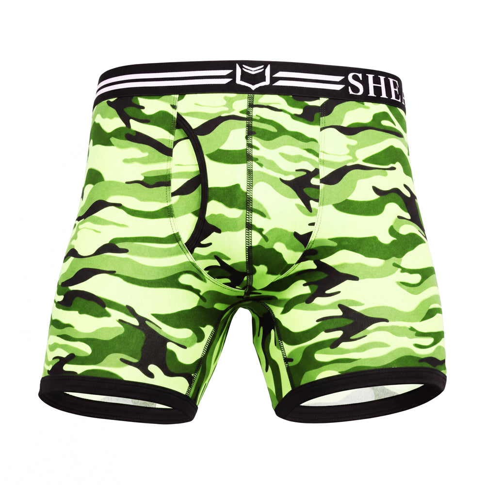 SHEATH 4.0 Polyester Camo Men's Dual Pouch Boxer Brief 5 inch 4-Pack – men's camo dual pouch boxer brief