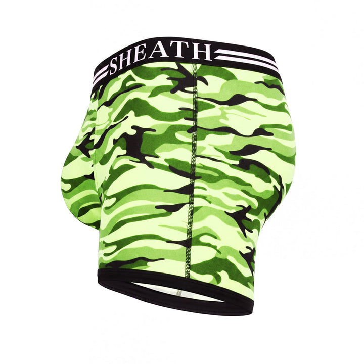 SHEATH 4.0 Polyester Camo Men's Dual Pouch Boxer Brief 5 inch 4-Pack – men's camo dual pouch boxer brief