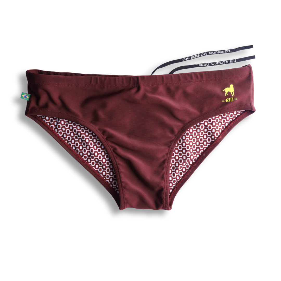 CA-RIO-CA Men's Barolo burgundy solids Swimming Sunga Beachwear for Men Swimwear in 