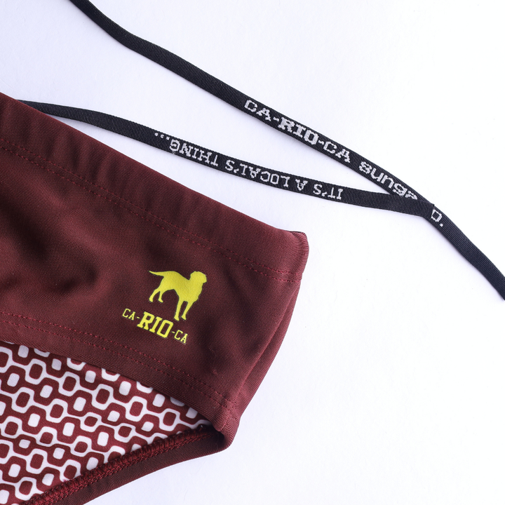 CA-RIO-CA Men's Barolo burgundy solids Swimming Sunga Beachwear for Men Swimwear in 